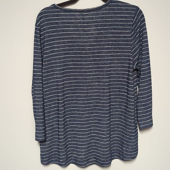 Loft Outlet Blue and White Striped V Neck Blouse - Picture 5 of 6